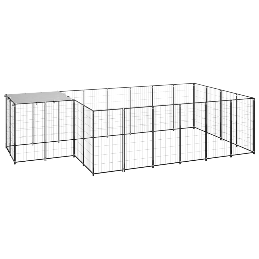 Vidaxl chien Kennel 8,47 m² en acier noir