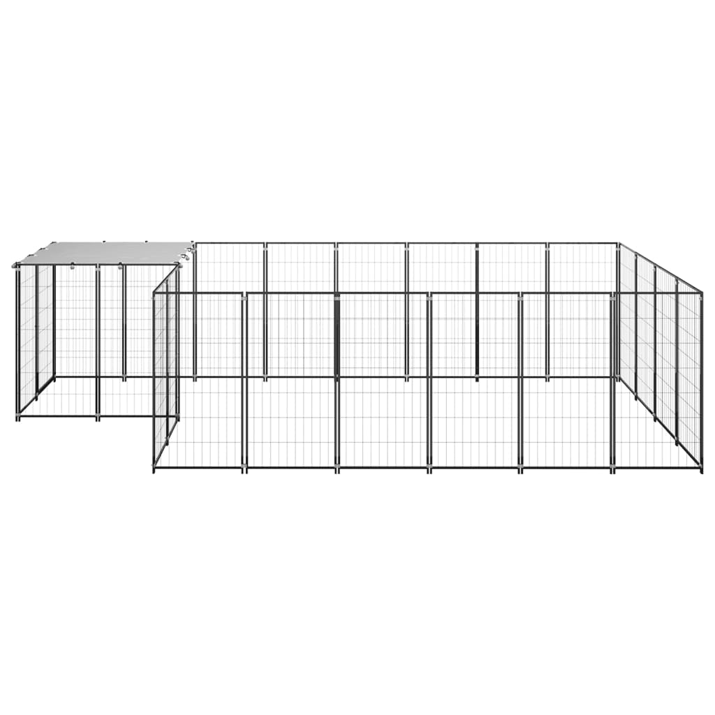Vidaxl chien Kennel 8,47 m² en acier noir
