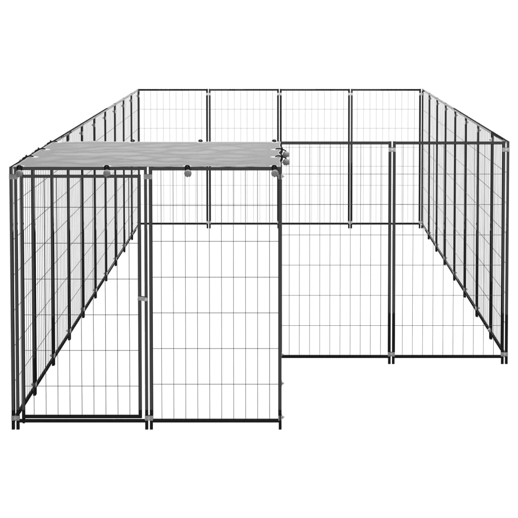 Vidaxl Dog Kennel 10,89 m² en acier noir