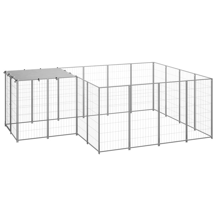 Vidaxl Dog Kennel 6,05 m² en acier argenté couleur