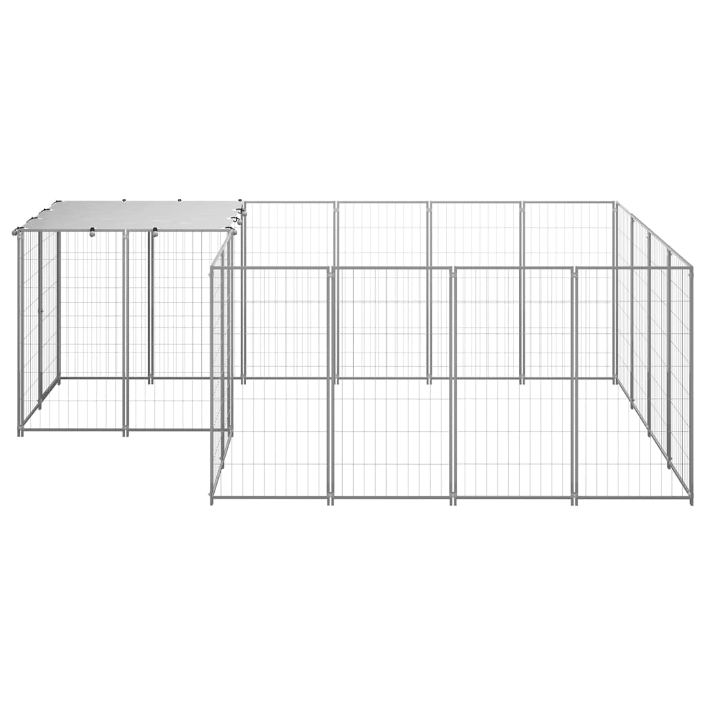 Vidaxl Dog Kennel 6,05 m² en acier argenté couleur