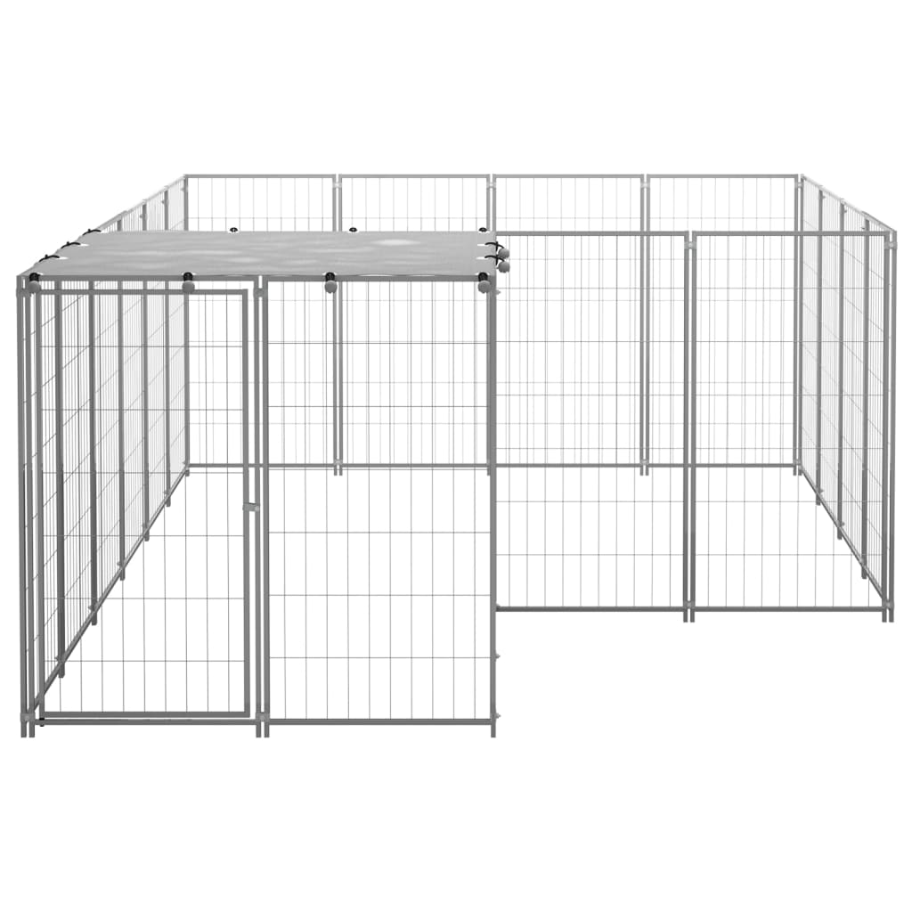 Vidaxl Dog Kennel 6,05 m² en acier argenté couleur
