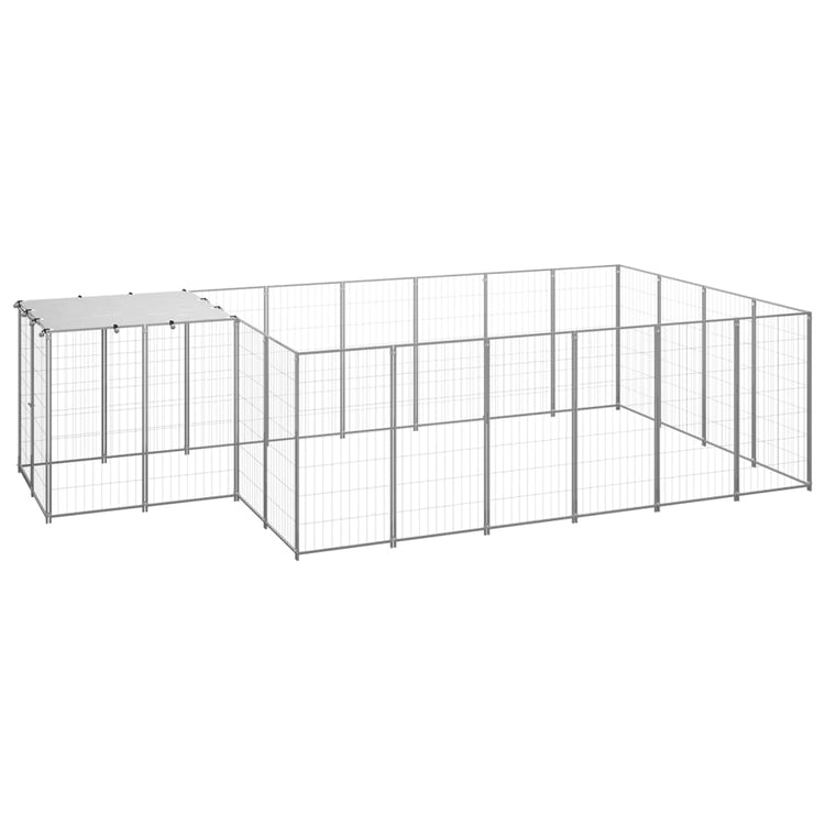 Vidaxl chien Kennel 8,47 m² en acier argenté couleur