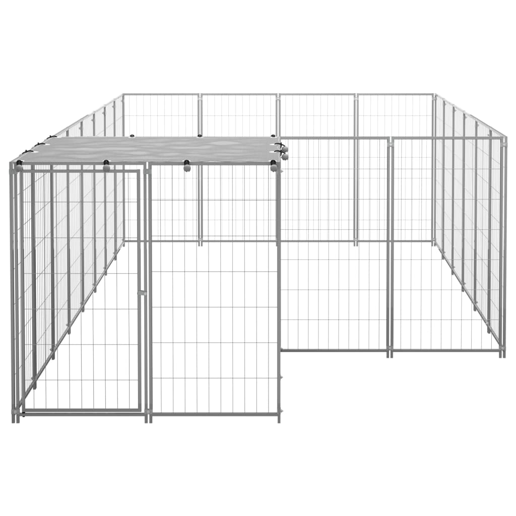 Vidaxl chien Kennel 8,47 m² en acier argenté couleur