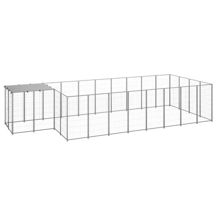 Vidaxl Dog Kennel 10,89 m² en acier argenté couleur