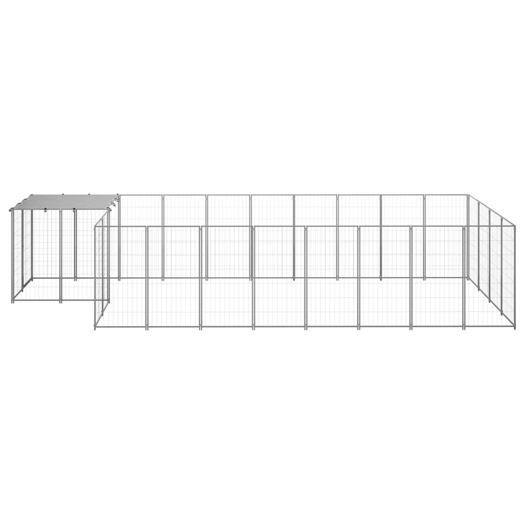 Vidaxl Dog Kennel 10,89 m² en acier argenté couleur