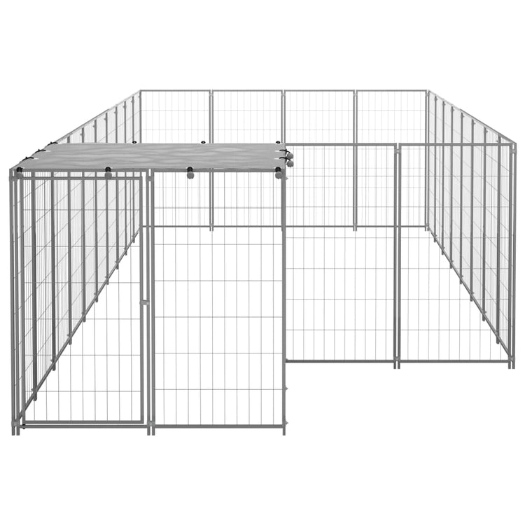 Vidaxl Dog Kennel 10,89 m² en acier argenté couleur