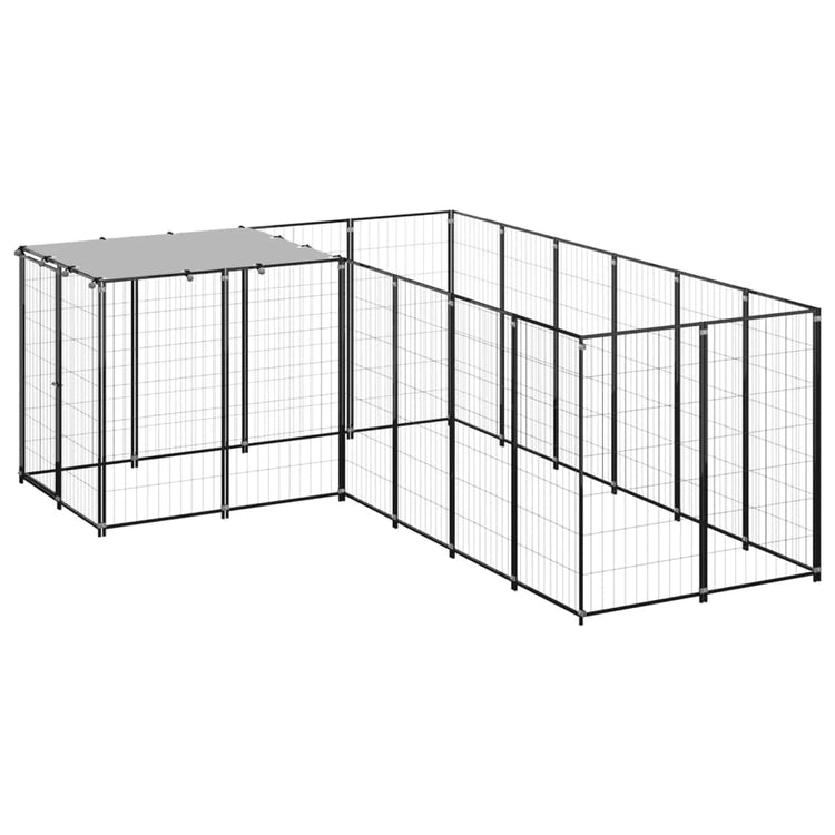 Vidaxl Dog Kennel 4,84 m² en acier noir