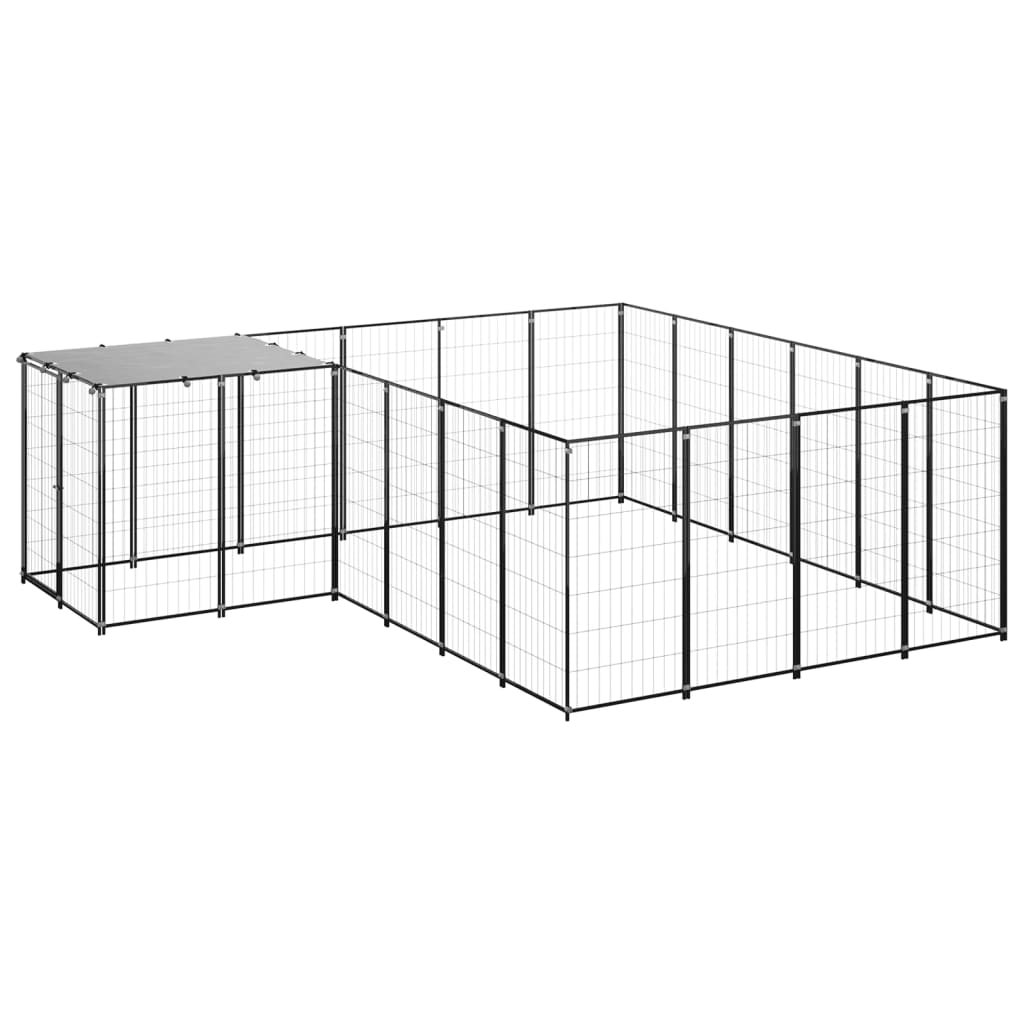 Vidaxl chien Kennel 8,47 m² en acier noir