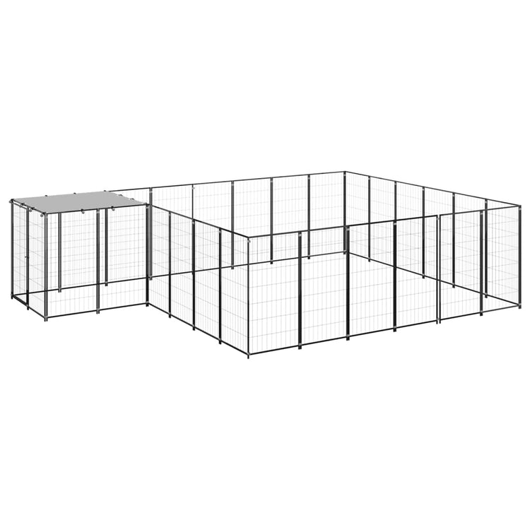 Vidaxl Dog Kennel 12,1 m² en acier noir