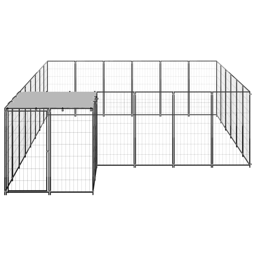 Vidaxl Dog Kennel 12,1 m² en acier noir