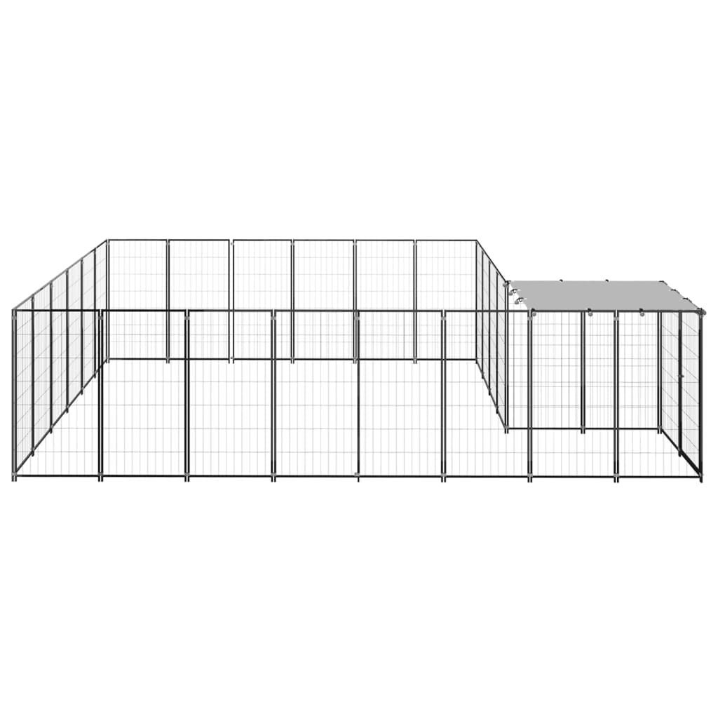 Vidaxl Dog Kennel 12,1 m² en acier noir