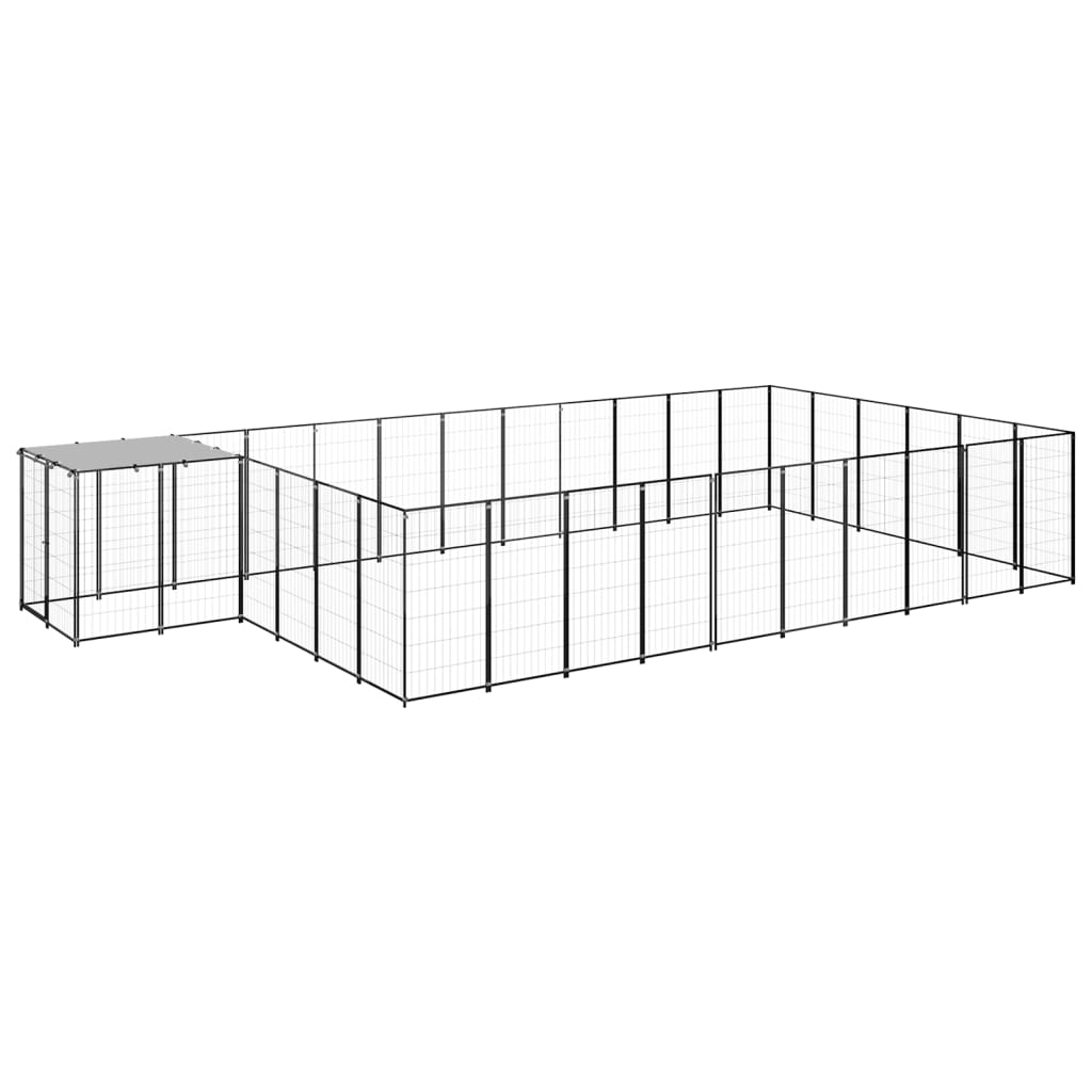 Vidaxl Dog Kennel 19,36 m² en acier noir