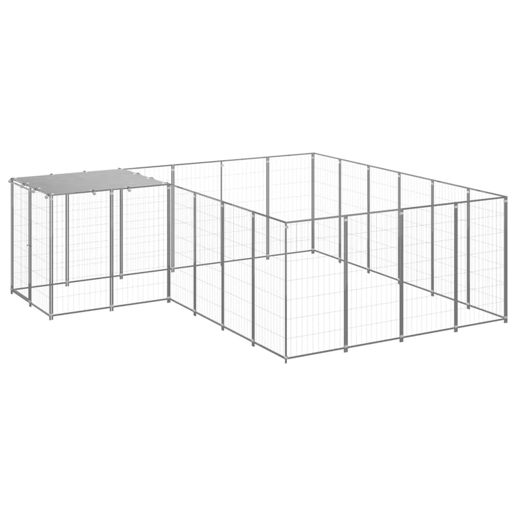 Vidaxl chien Kennel 8,47 m² en acier argenté couleur
