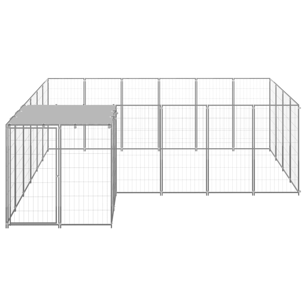 Vidaxl chien Kennel 8,47 m² en acier argenté couleur