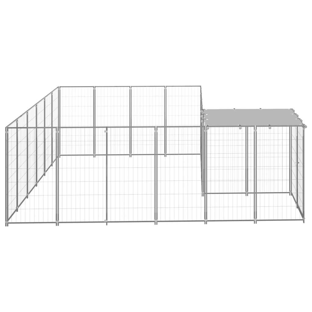 Vidaxl chien Kennel 8,47 m² en acier argenté couleur