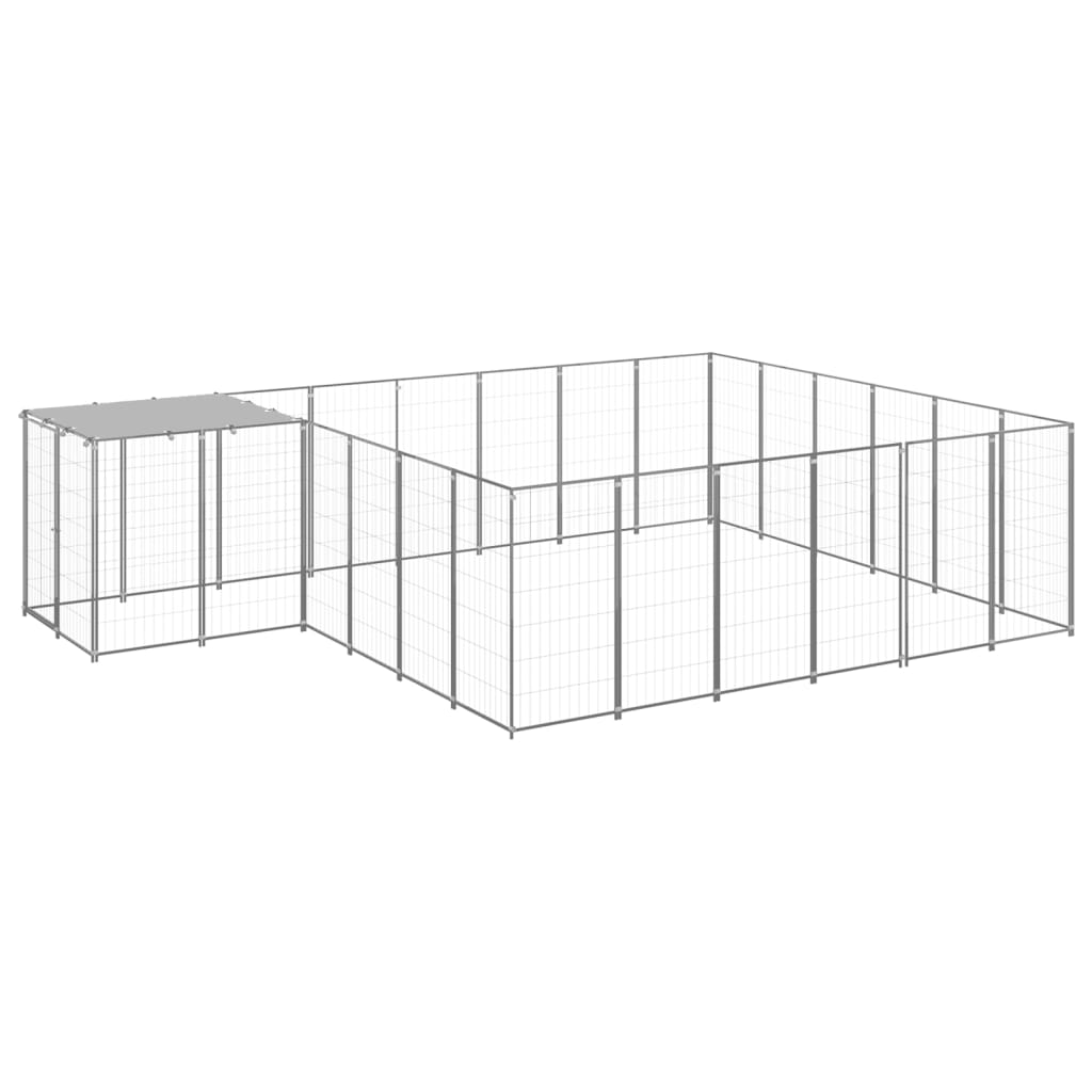 Vidaxl Dog Kennel 12,1 m² en acier argenté couleur
