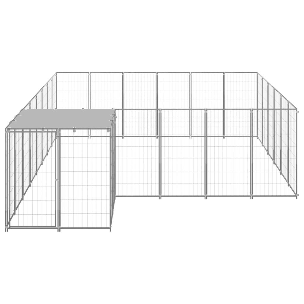 Vidaxl Dog Kennel 12,1 m² en acier argenté couleur