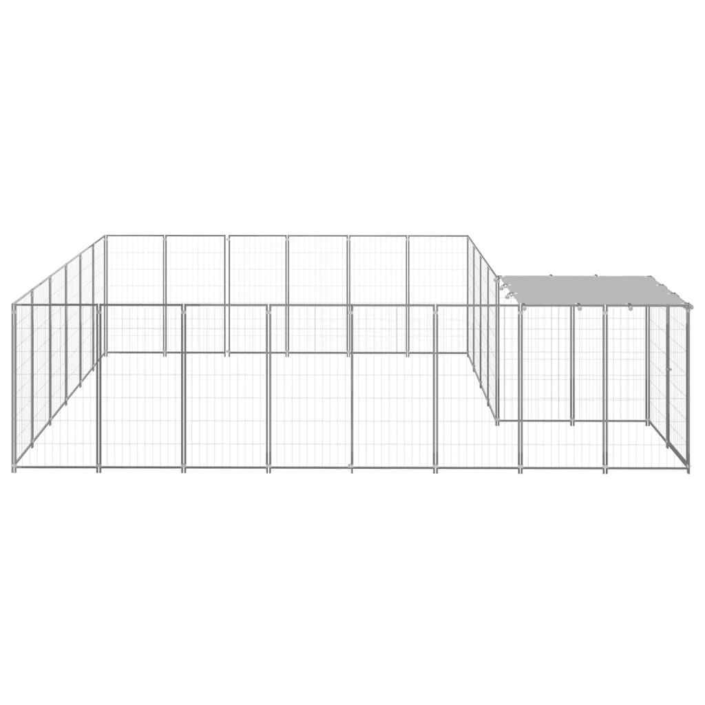 Vidaxl Dog Kennel 12,1 m² en acier argenté couleur