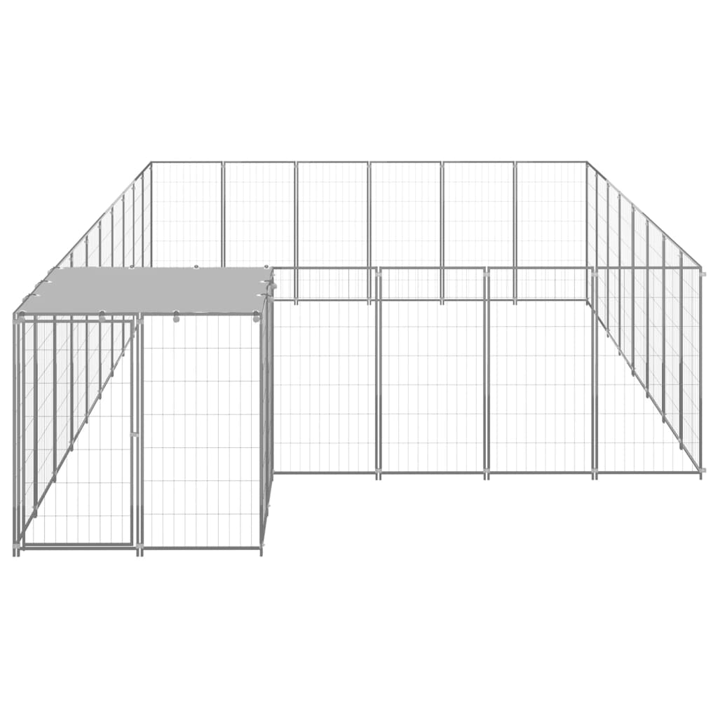 Vidaxl chien Kennel 15,73 m² en acier argenté couleur