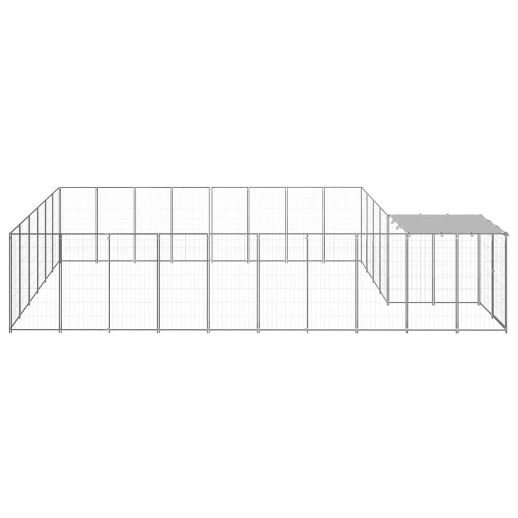 Vidaxl chien Kennel 15,73 m² en acier argenté couleur