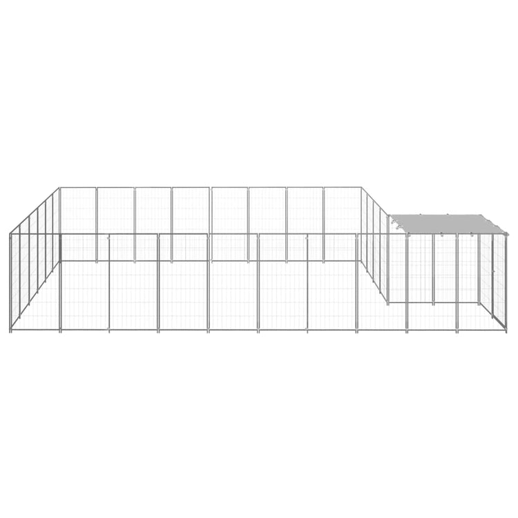 Vidaxl chien Kennel 15,73 m² en acier argenté couleur