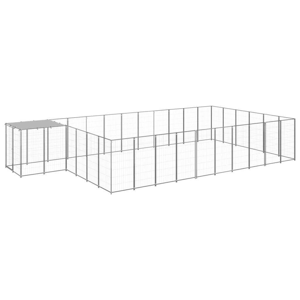 Vidaxl Dog Kennel 19,36 m² en acier argenté couleur