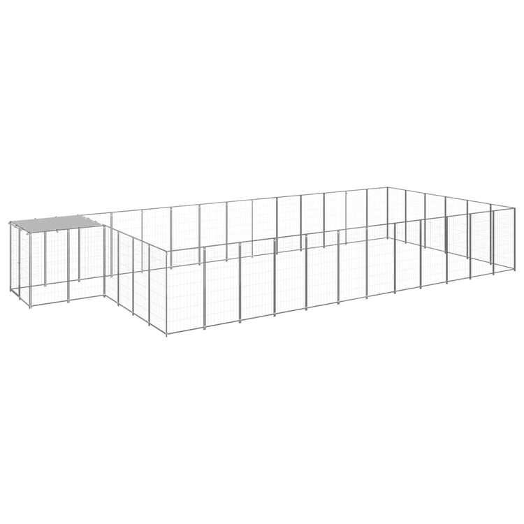 Vidaxl Dog Kennel 22,99 m² en acier argenté couleur