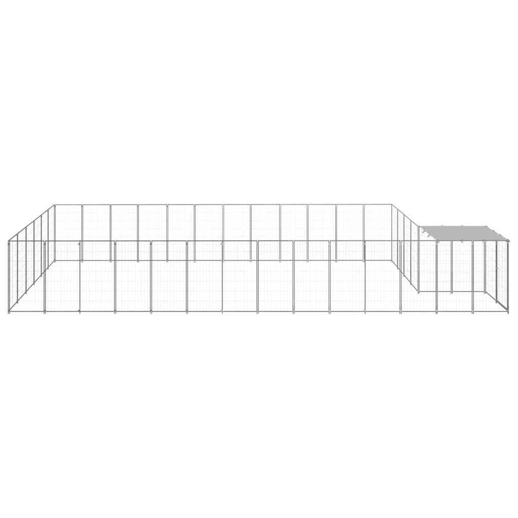 Vidaxl Dog Kennel 22,99 m² en acier argenté couleur