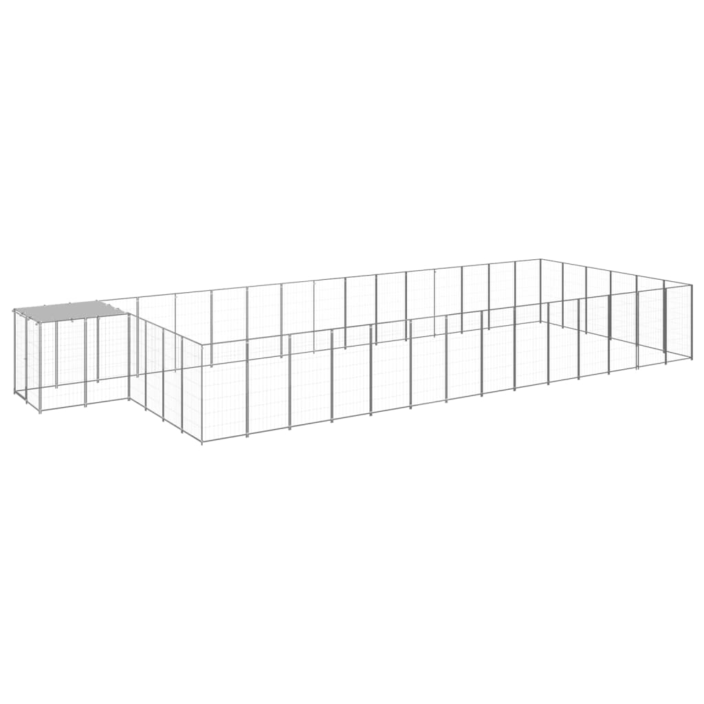 Vidaxl Dog Kennel 26,62 m² en acier argenté couleur