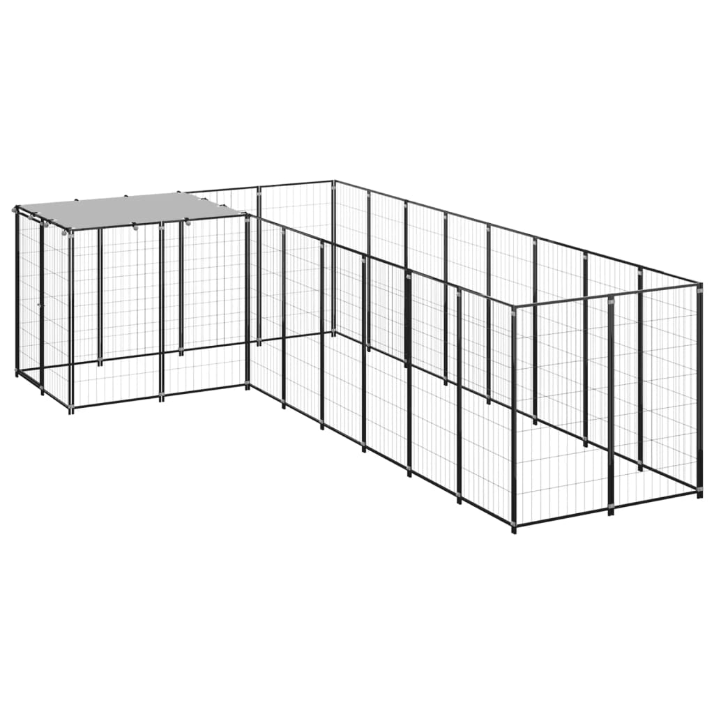 Vidaxl chien Kennel 6,05 m² en acier noir