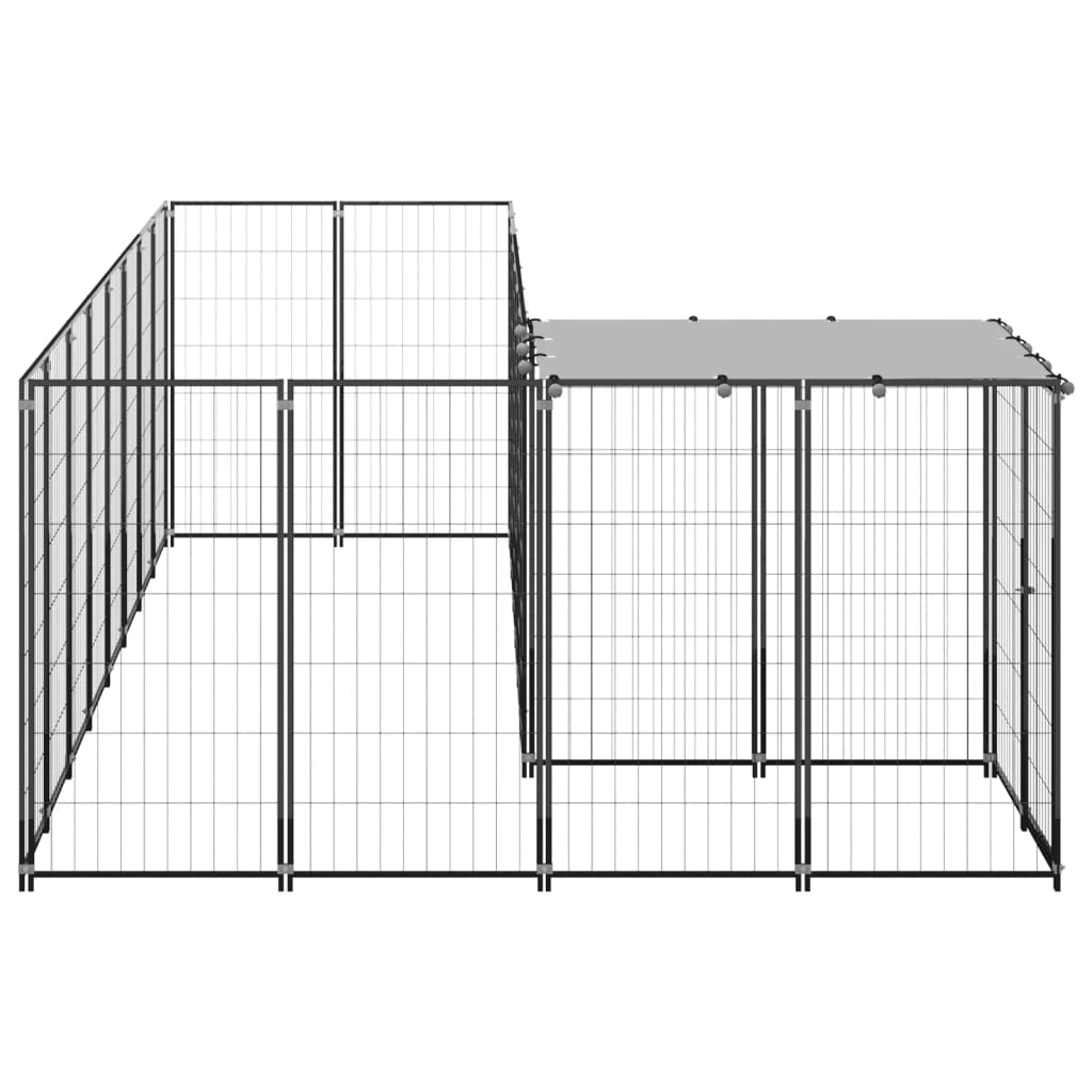 Vidaxl chien Kennel 6,05 m² en acier noir