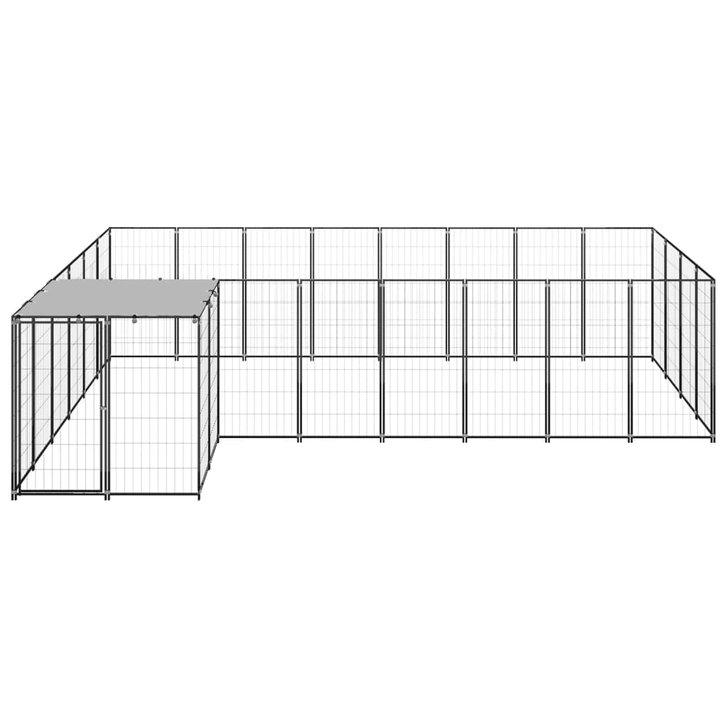 Vidaxl Dog Kennel 10,89 m² en acier noir
