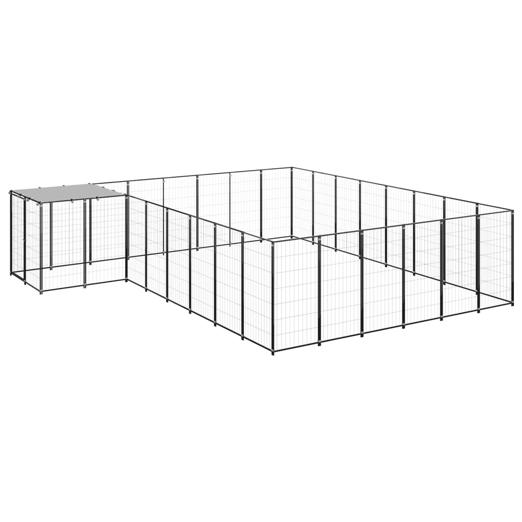 Vidaxl Dog Kennel 15,73 m² en acier noir