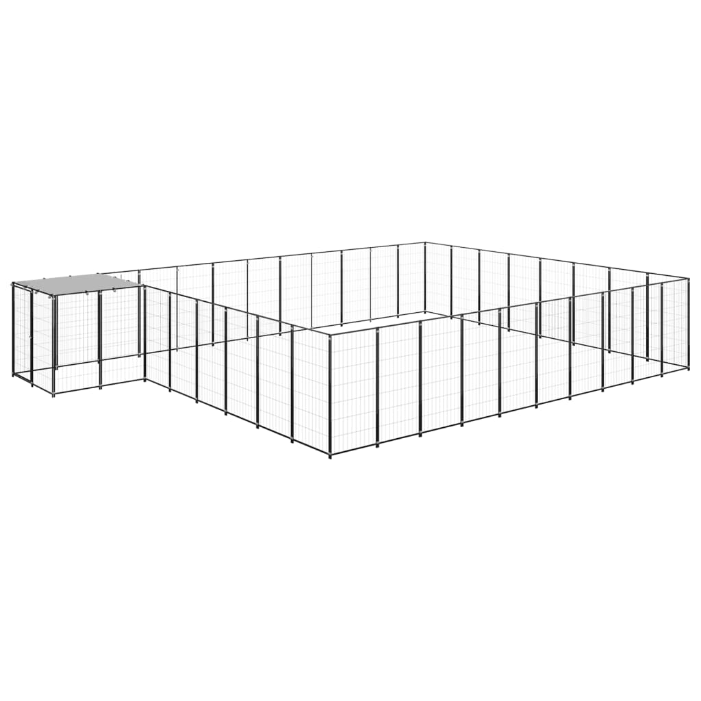 Vidaxl Dog Kennel 25,41 m² en acier noir