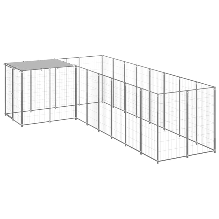 Vidaxl Dog Kennel 6,05 m² en acier argenté couleur
