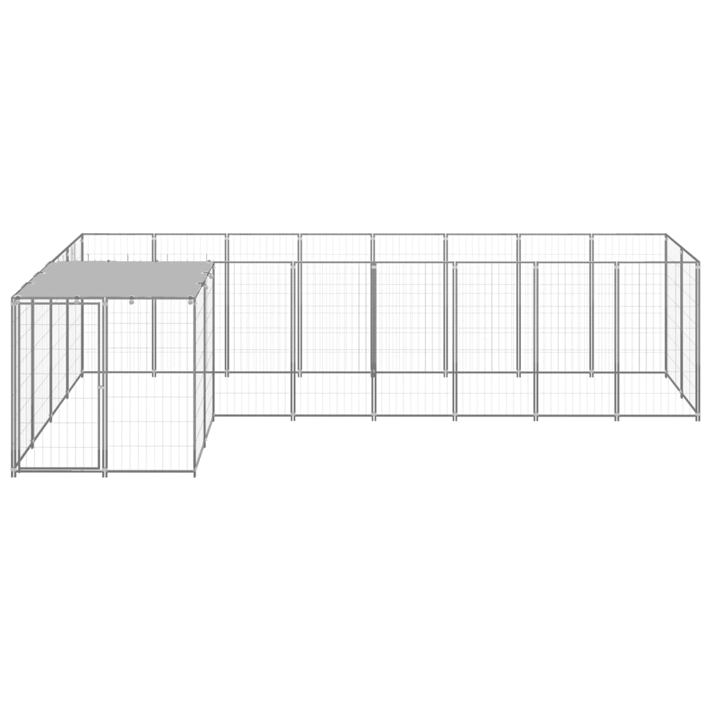 Vidaxl Dog Kennel 6,05 m² en acier argenté couleur