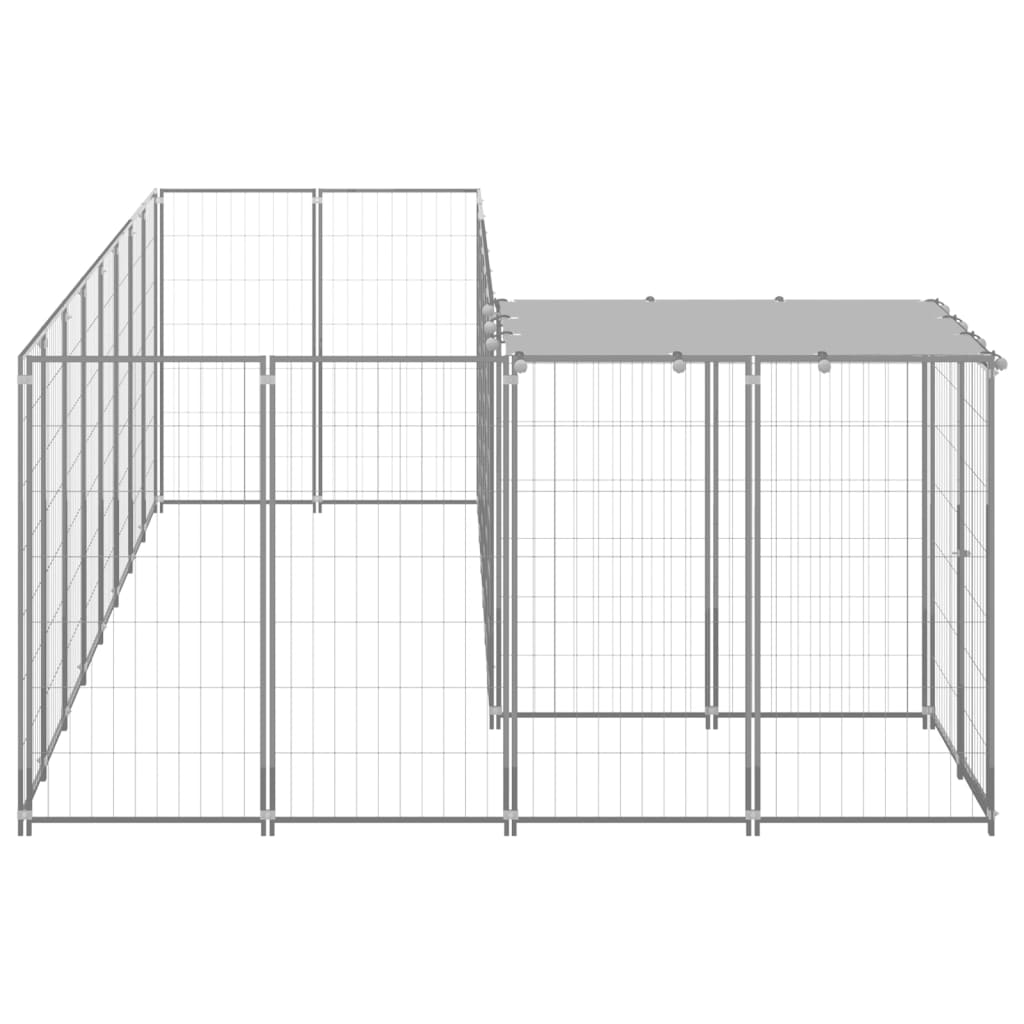 Vidaxl Dog Kennel 6,05 m² en acier argenté couleur
