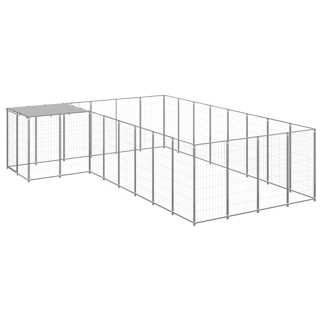 Vidaxl Dog Kennel 10,89 m² en acier argenté couleur