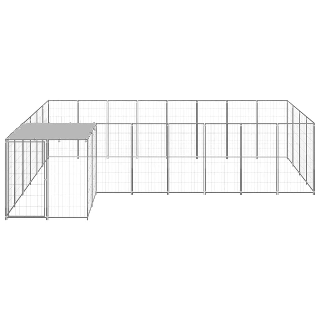 Vidaxl Dog Kennel 10,89 m² en acier argenté couleur