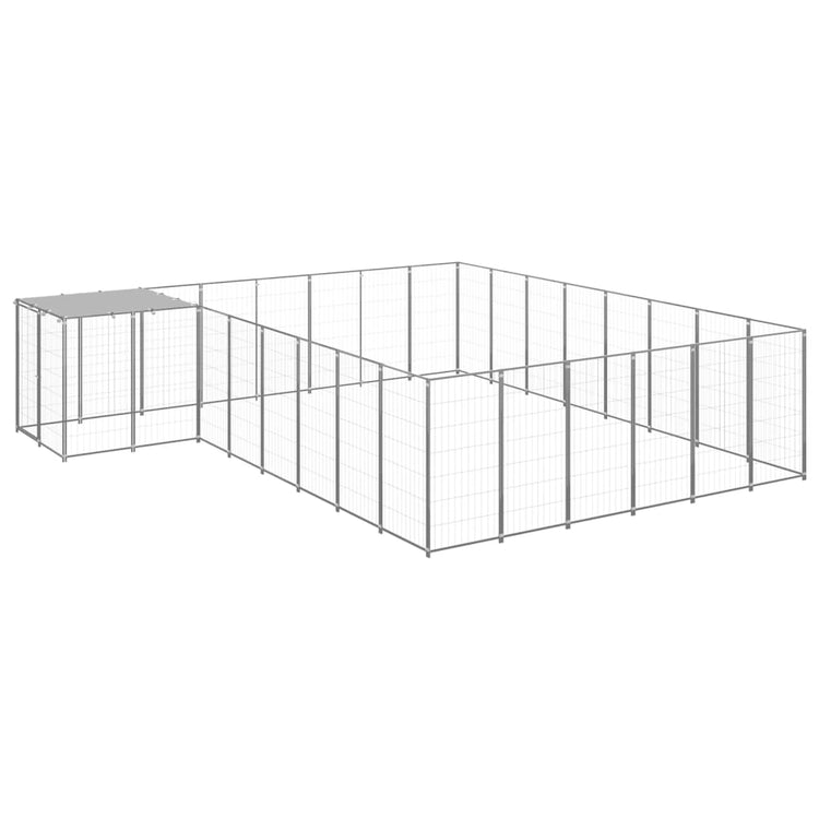 Vidaxl chien Kennel 15,73 m² en acier argenté couleur