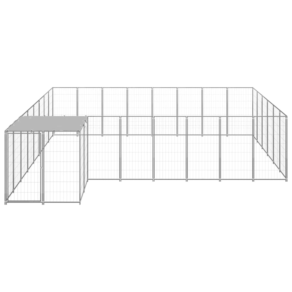Vidaxl chien Kennel 15,73 m² en acier argenté couleur