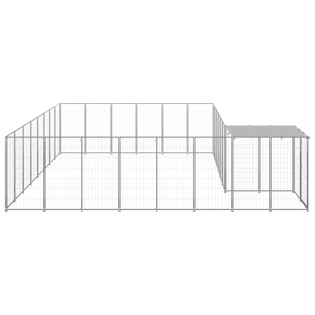 Vidaxl chien Kennel 15,73 m² en acier argenté couleur