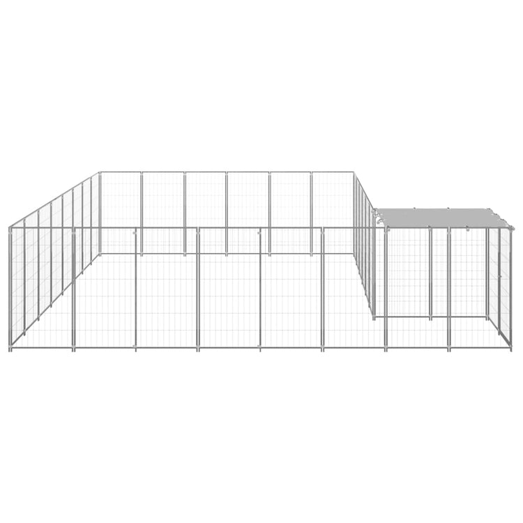 Vidaxl chien Kennel 15,73 m² en acier argenté couleur