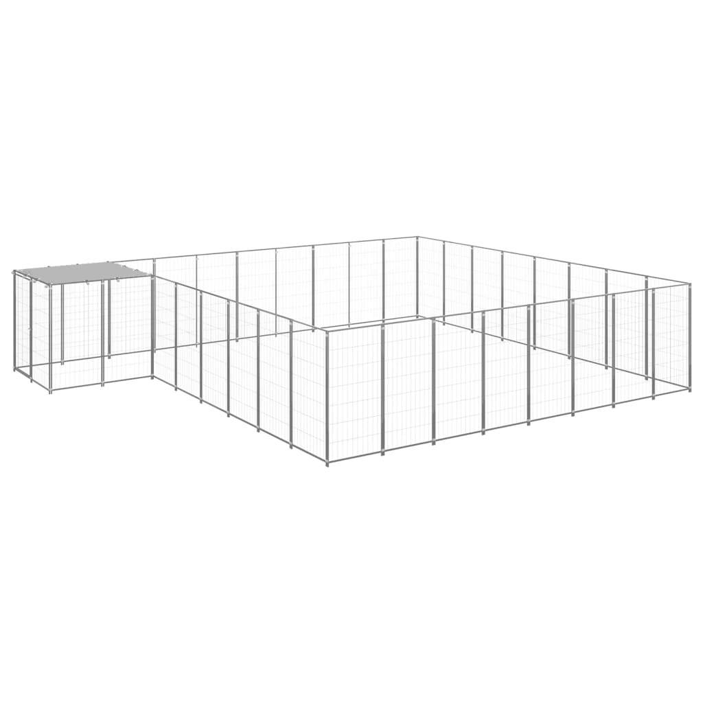 Vidaxl Dog Kennel 20,57 m² en acier argenté couleur
