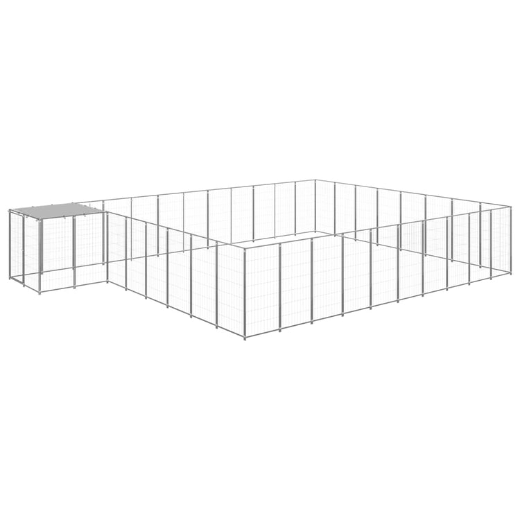 Vidaxl Dog Kennel 25,41 m² en acier argenté couleur
