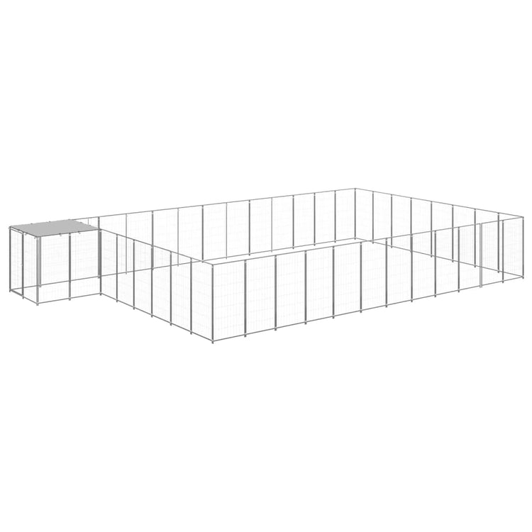 Vidaxl Dog Kennel 30,25 m² en acier argenté couleur