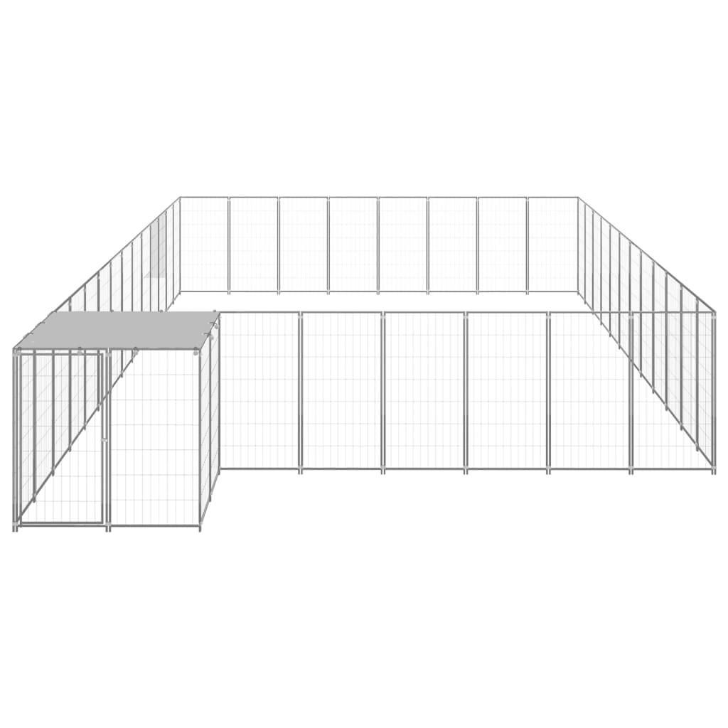 Vidaxl Dog Kennel 30,25 m² en acier argenté couleur