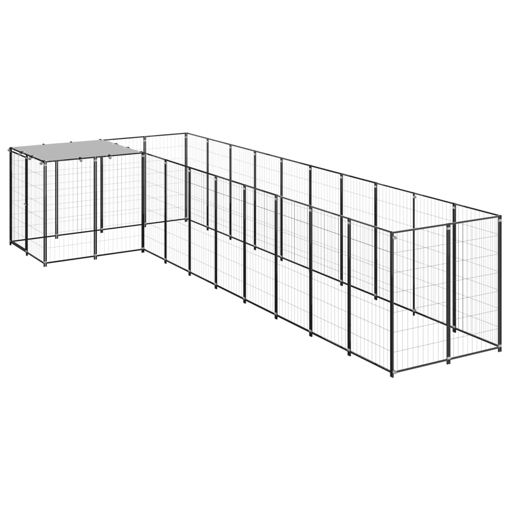 Vidaxl Dog Kennel 7,26 m² en acier noir