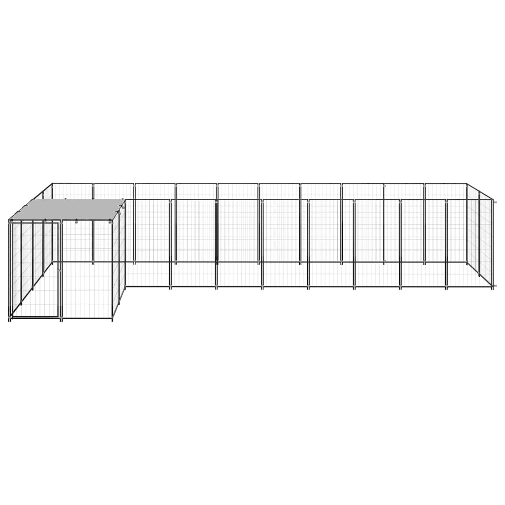 Vidaxl Dog Kennel 7,26 m² en acier noir